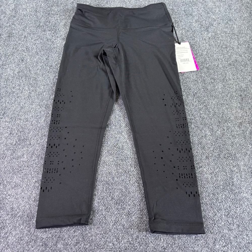 Yogalicious Leggings Women S Black Laser Cut Cropped High Rise NWT CY66280 Yoga